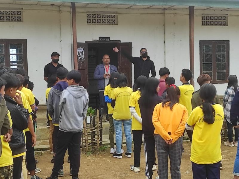 Dr Kevi Sekhose giving health talks during the awareness programme on various adolescent health issues at schools on August 23.